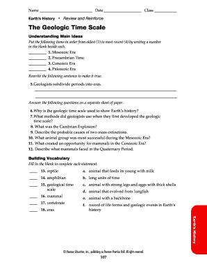 Review and Reinforce the Geologic Time Scale  Form