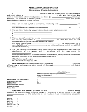 Affidavit of Abandonment Template  Form