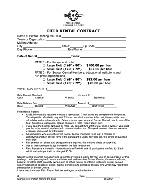  Field Rental Agreement Template 2001