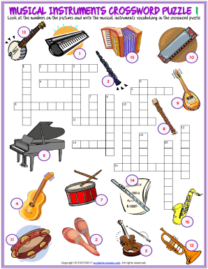 Musical Crossword Puzzle 1 Answer Key  Form