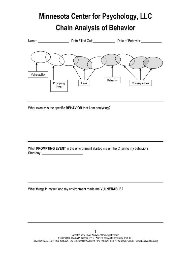 Chain Analysis Worksheet  Form