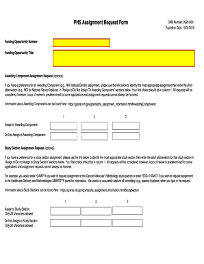  Phs Assignment Request Form 2018