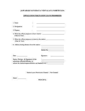 Headquarter Leave Application  Form