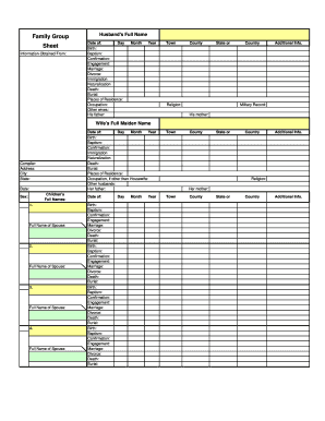 Family Group Sheet Family Group Sheet  Form