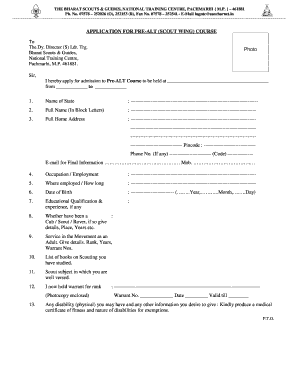 Pre ALT Applicationdoc Bsgindia  Form