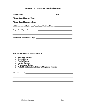 Primary Care Physician Notification Form