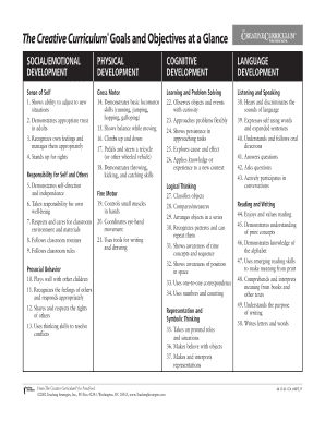 Creative Curriculum Objectives Printable  Form