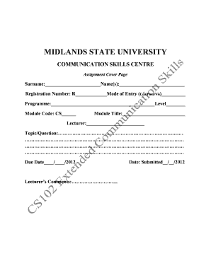 Msu Assignment Cover Page  Form
