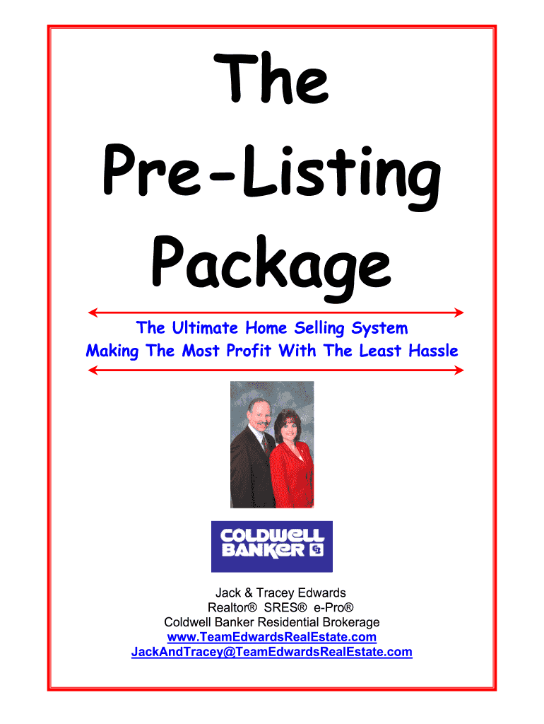 Pre Listing Package Template  Form