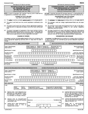 Change Ownership Motor Vehicle  Form