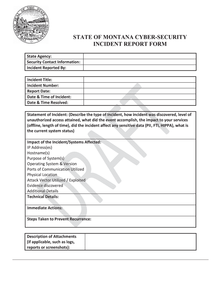 Cyber Security Incident Reporting  Form