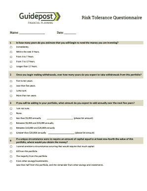 Risk Tolerance Questionnaire  Form