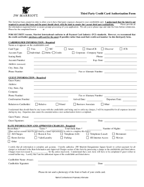 JW Marriott Third Party Credit Card Auth Form Britishcouncil