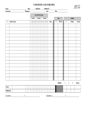 Gamesheet Hockey  Form