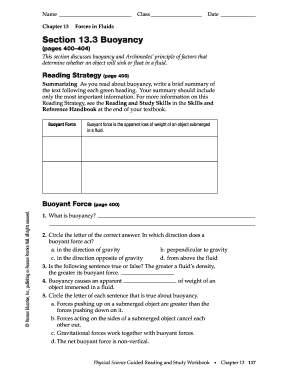 Section 13 3 Buoyancy Answer Key  Form