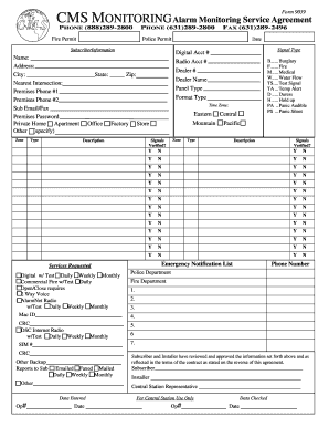 Alarm Monitoring Agreement Template  Form