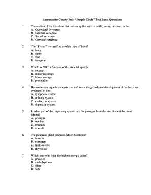 Sacramento County Fair Purple Circle Test Bank Questions  Form