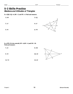 Medians and Altitudes of Triangles Worksheet Answers  Form