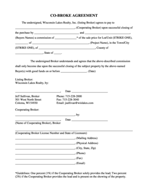 Co Broke AGREEMENT  Form