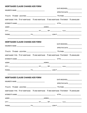 Mortgagee Clause  Form