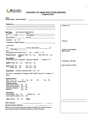 Infectious Disease Progress Note  Form