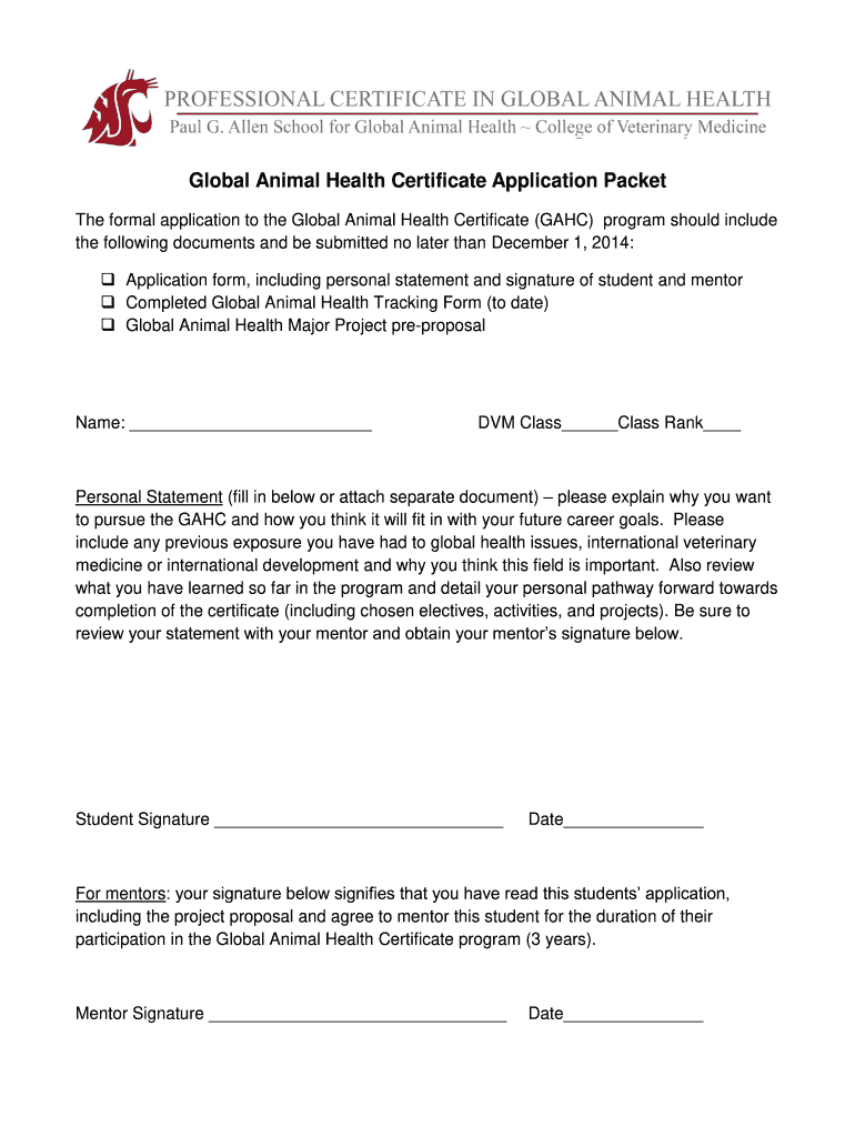 Global Animal Health Certificate Application Globalhealth Wsu  Form