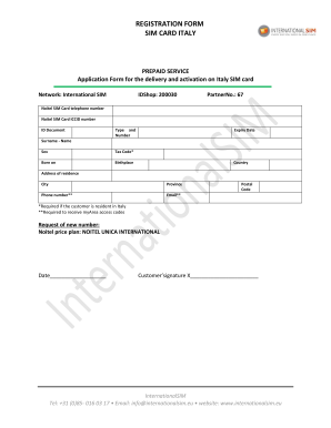 Sim Card Registration Form