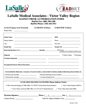 Radnet Prior Authorization Form