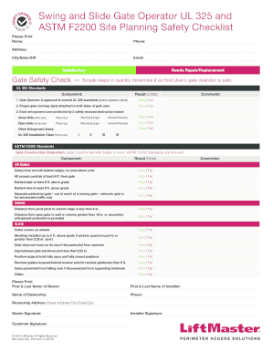 Swing and Slide Gate Operator UL B325b and ASTM Bb LiftMaster  Form