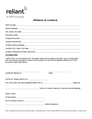 Affidavit of Landlord Form Texas