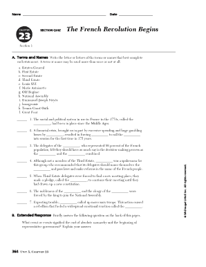 The French Revolution Begins Quiz  Form