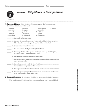Mesopotamia Quiz PDF  Form