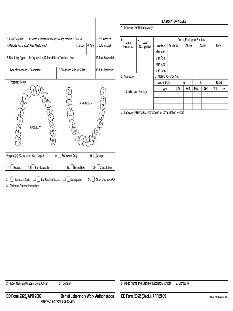  Dd Form 2322 2009-2024