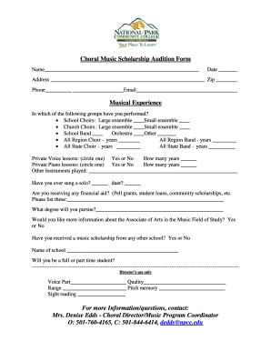 Music Audition Form