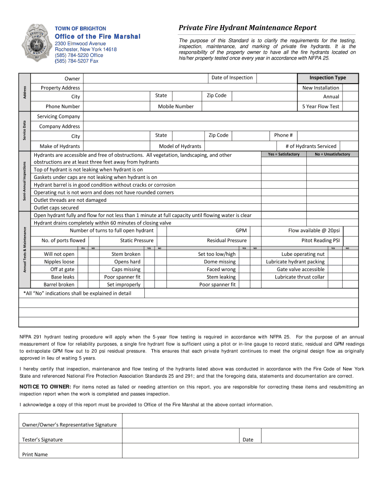 Hydrant Report  Form
