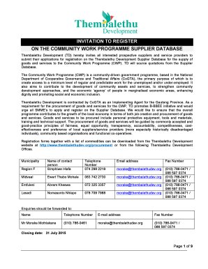 Thembalethu Development Database  Form