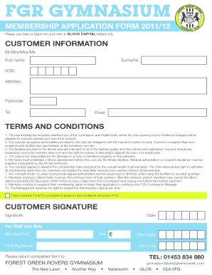 Download a Gym Membership Application Formpdf