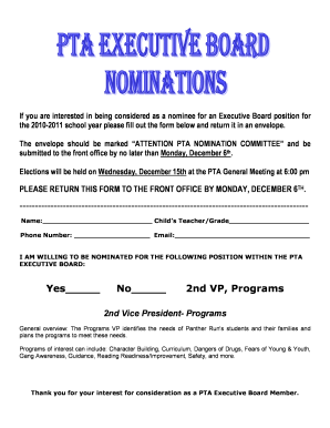 Pta Nomination Form