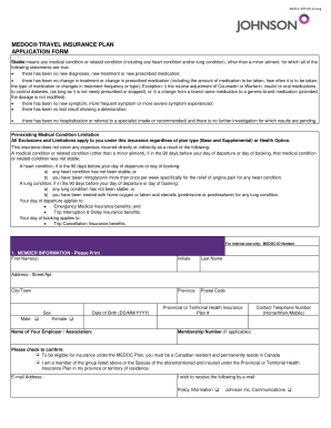 Johnson Medoc Travel Insurance Application Form