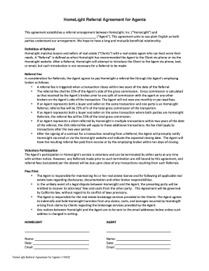 Homelight Referral Agreement  Form