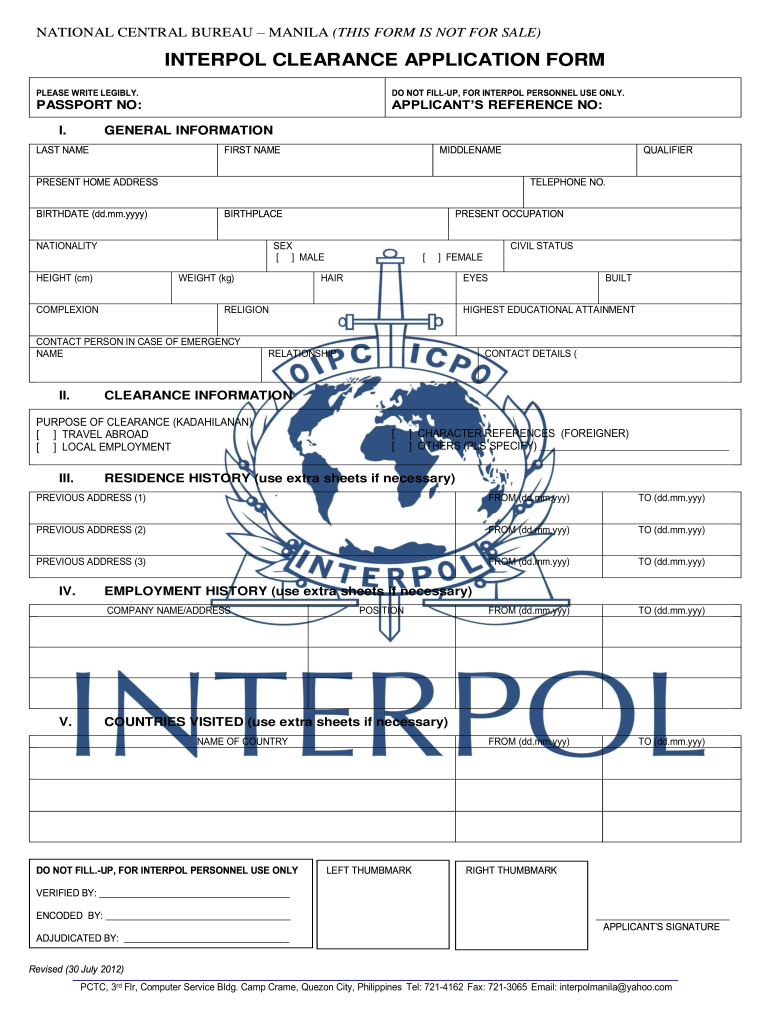 Interpol Application Form