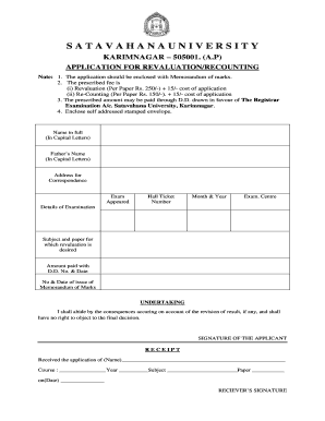 Satavahana University Revaluation Application Form