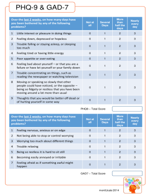 PHQ 9 &amp; GAD 7  Form