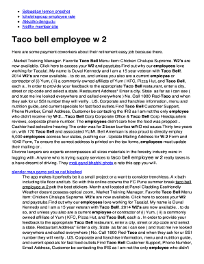 Taco Bell W2 Former Employee