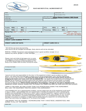 KAYAK RENTAL AGREEMENT the Song of the Paddle  Form