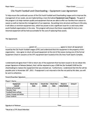 Equipment Rental Agreement Jersey Watch  Form