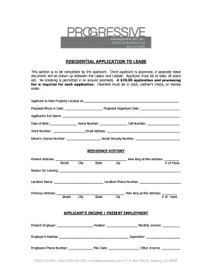 Progressive Management Application  Form