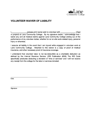  Volunteer Waiver Template 2009-2024