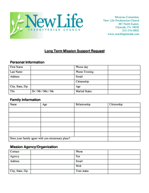 Life Mission Application Form PDF