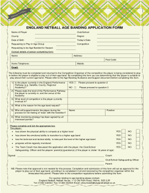 England Netball Age Banding Application Form Netballnorthwest Org